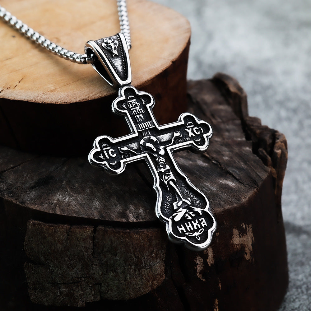 Cross Fashionable Stainless Steel Men's Pendant Necklace