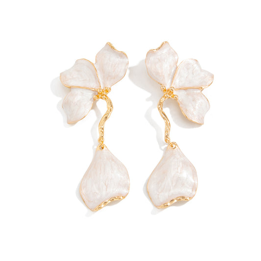Planderful Vienna Verve Colorful Oil Dripping Flower Fringed Earrings For Women Statement Holiday Jewelry