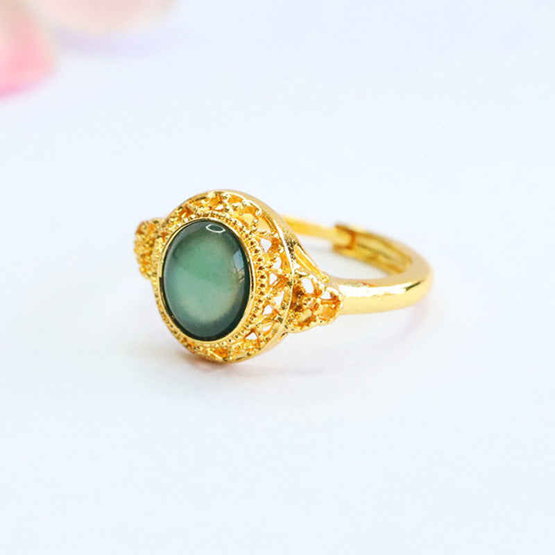 Blue-Water Jadeite Openwork Ring