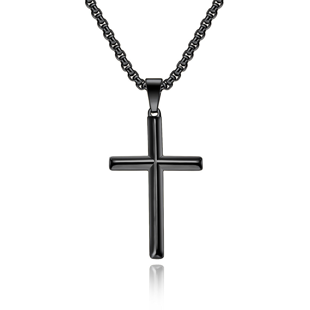 Planderful Rhombus Cross Necklace Unisex Titanium Steel Pendant Versatile Jewelry
