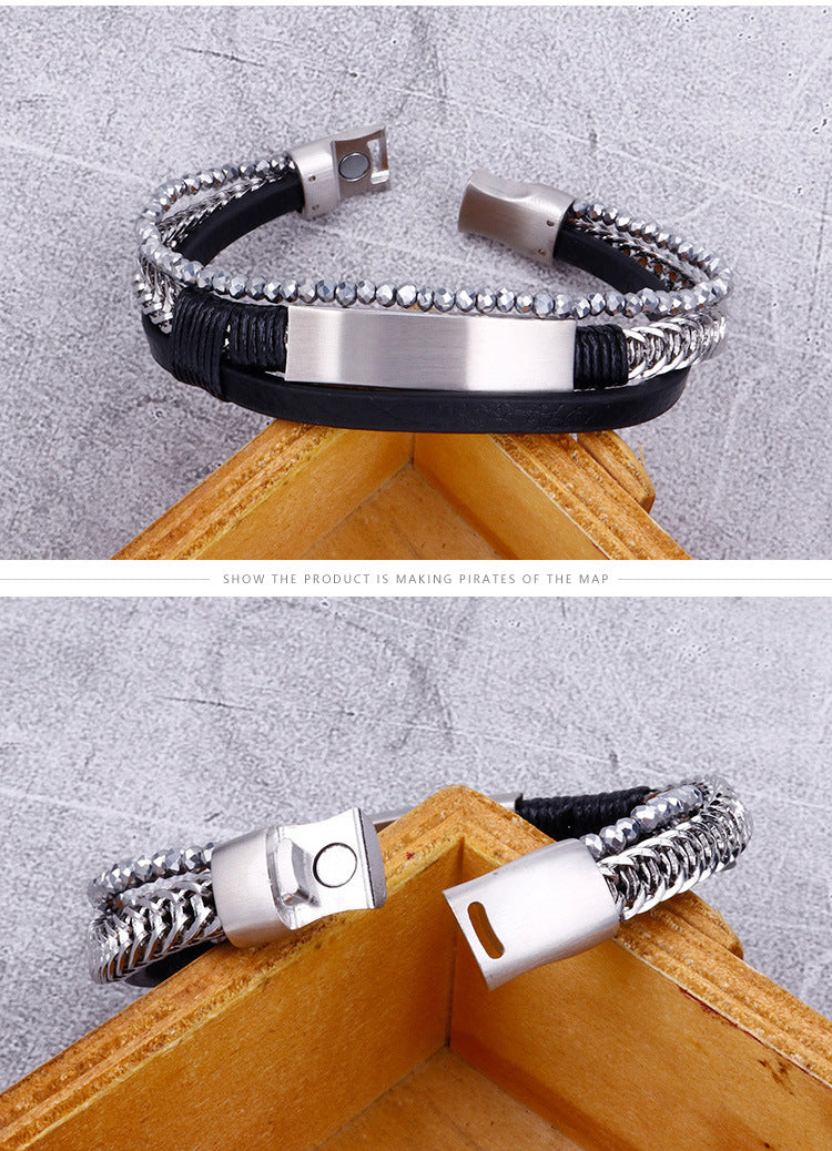 Planderful Trendy Stainless Steel Bracelet Men Braided Rope