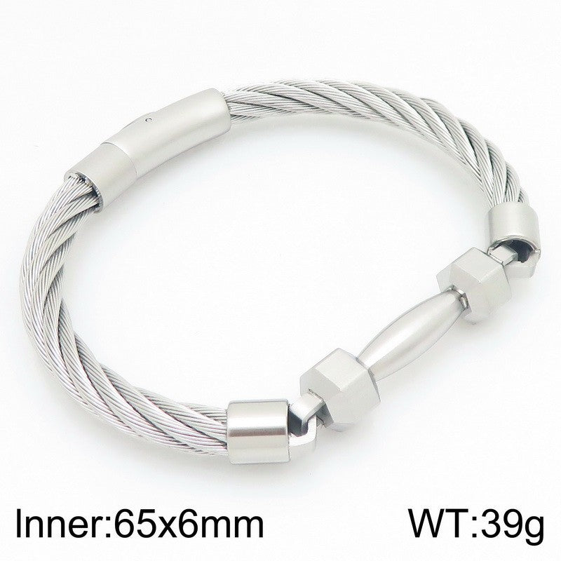 Sports Wind Barbell Cable Bracelet – Vacuum Electroplated Steel