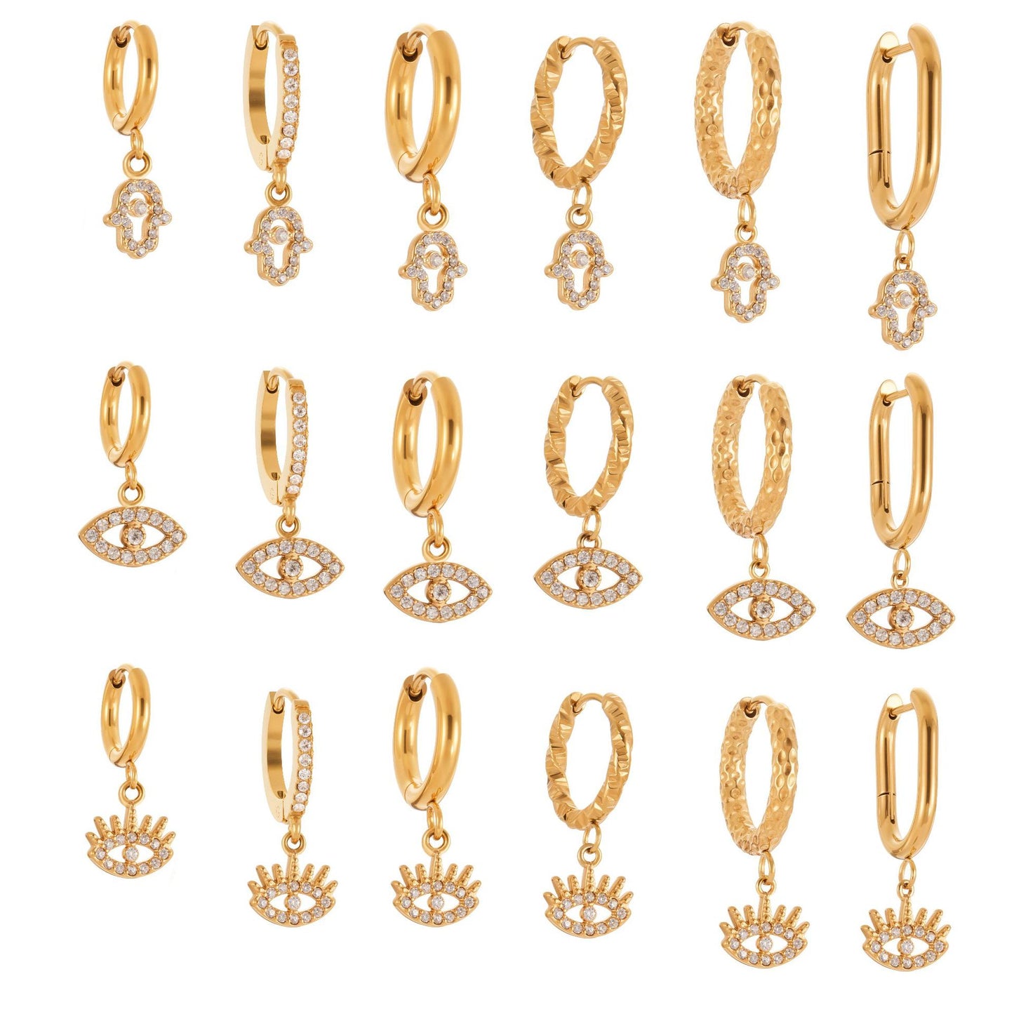 Planderful Devil Eye Earrings 18K Gold Plated Zircon Daywear