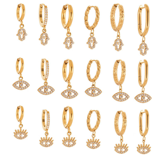 Planderful Devil Eye Earrings 18K Gold Plated Zircon Daywear