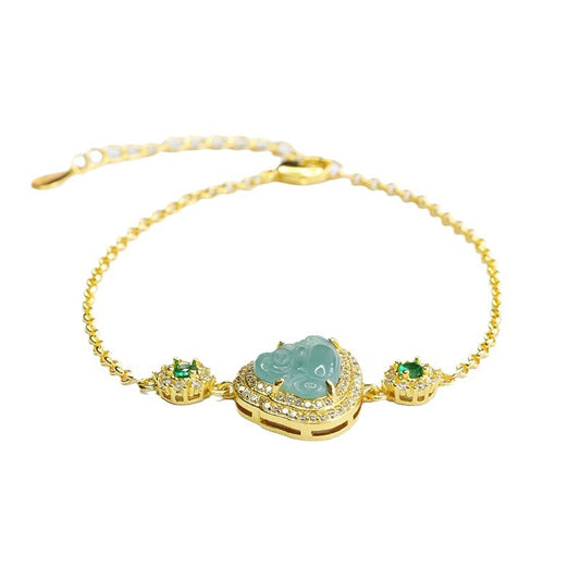 Blue Water Jadeite Buddha Bracelet