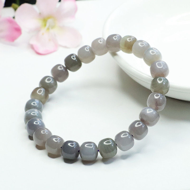Smoke-Purple Hetian Jade Vintage Bead Bracelet