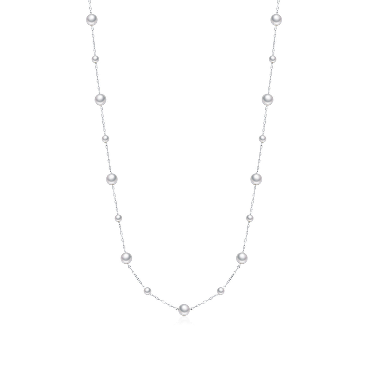 925 Sterling Silver Crystal Pearl Sweater Necklace