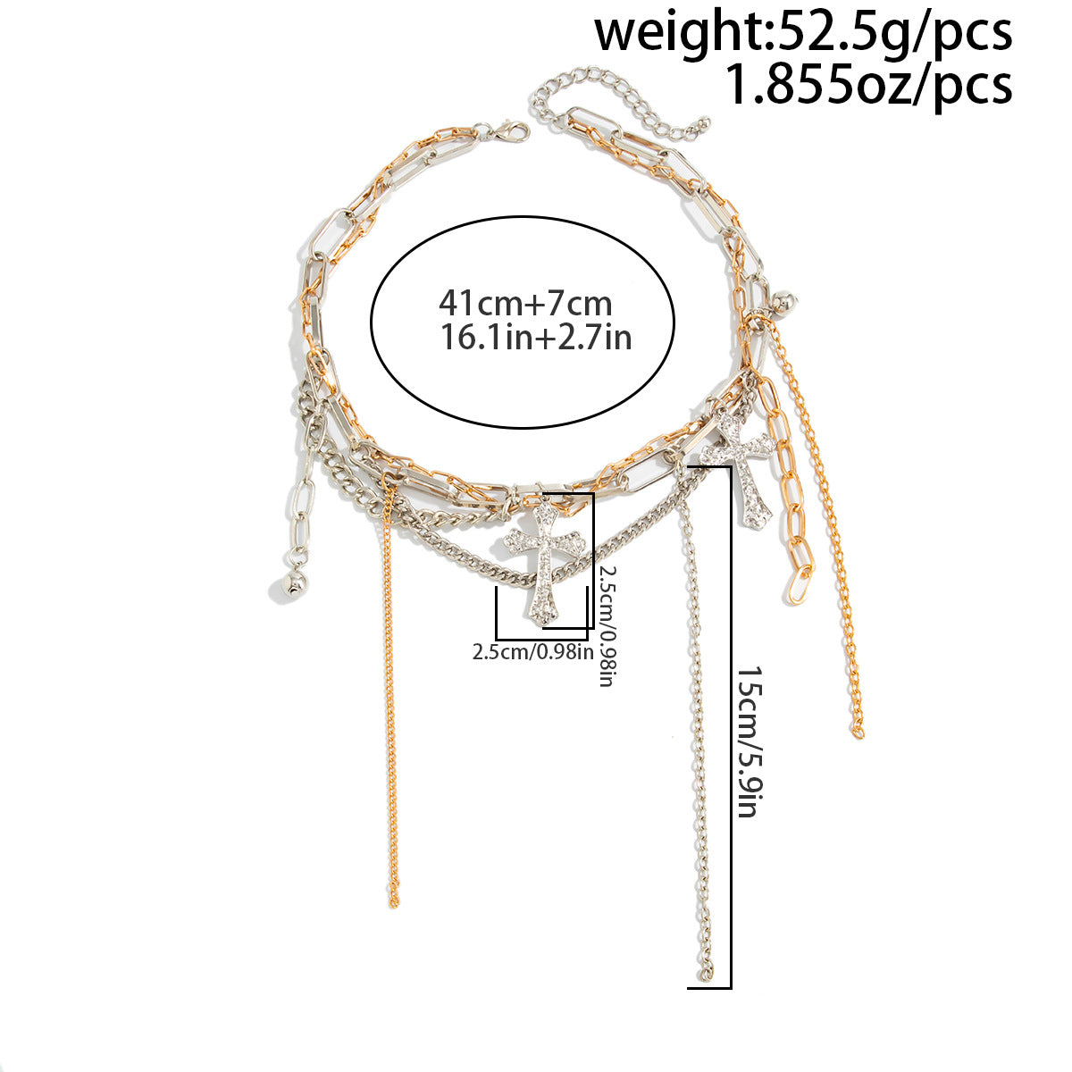Punk Cross Wrapped Chain Necklace