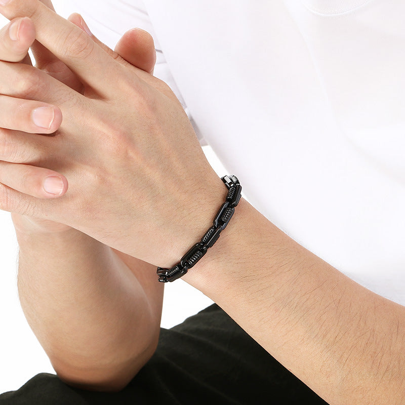 Design Metal Chain Bracelet – Mechanical Wind Rock Vacuum Plating Titanium Steel Men's