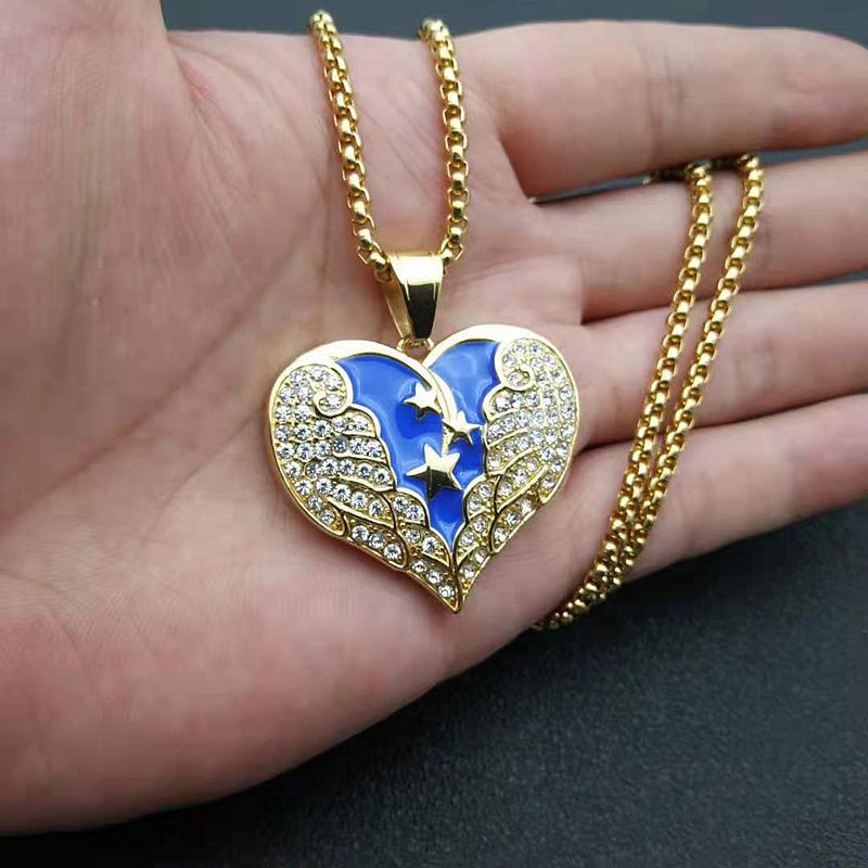 Rhinestone Necklace – Dainty Gold Plated Hip Hop Pendant
