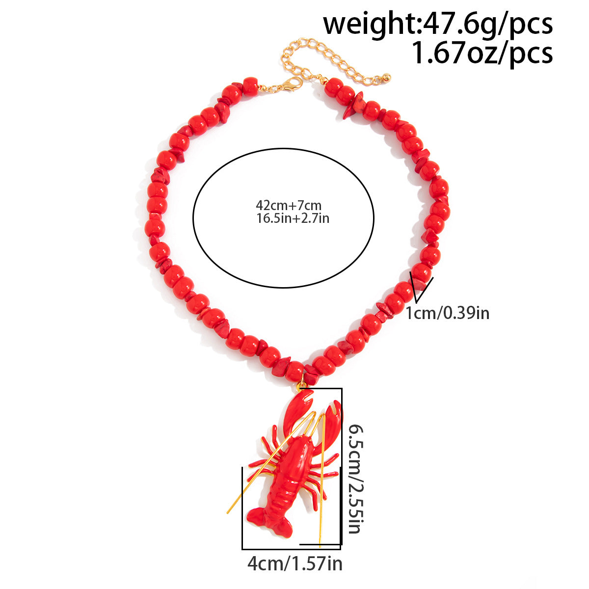 Crab & Lobster Beaded Pendant Necklace