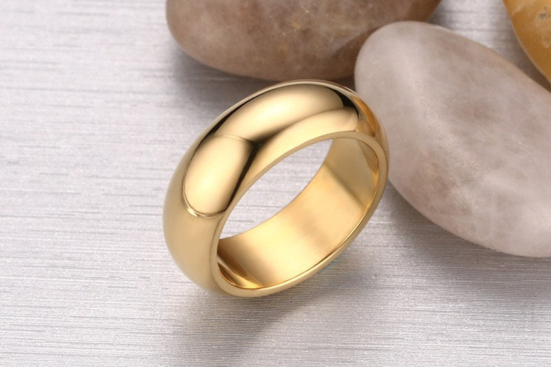 Personalized Men Rings Vacuum Plating Smooth Titanium Steel Ring