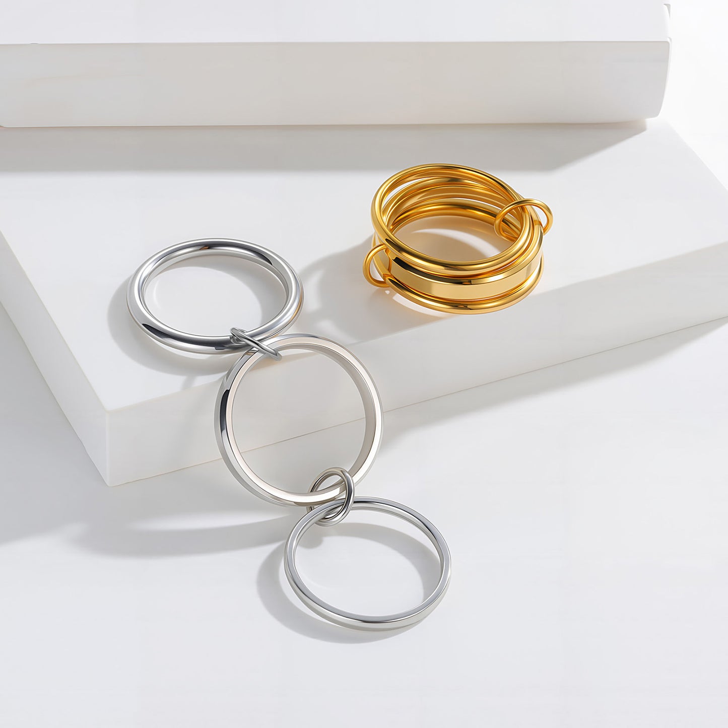 Planderful Stacked Rings Titanium Steel Unisex Everyday Wear