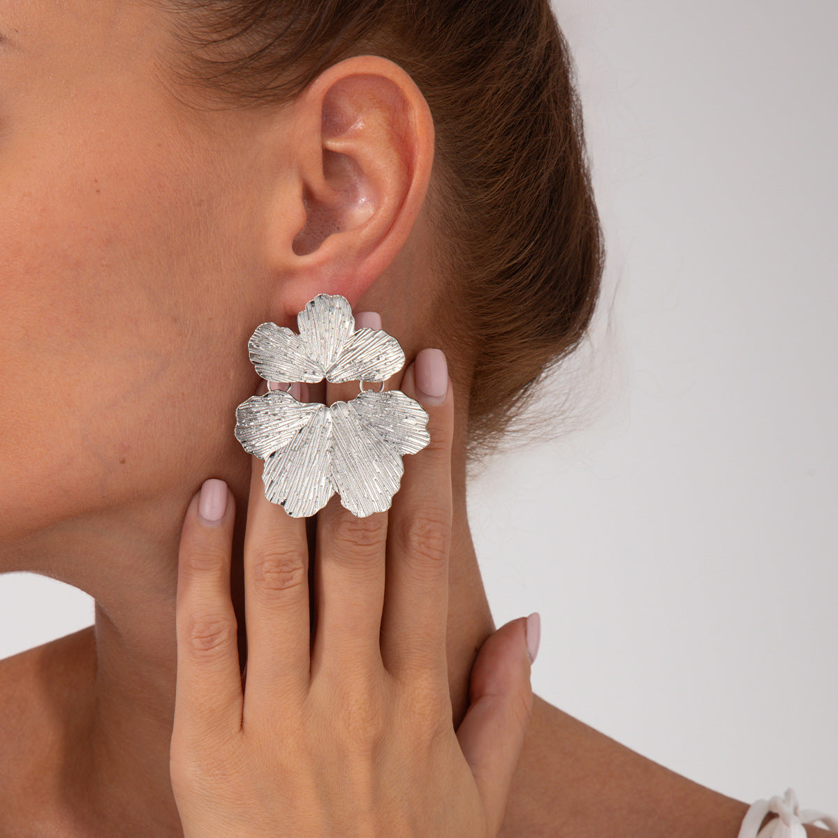 Planderful Vienna Verve Earrings – Elegant Three-Dimensional Metal Flower Design