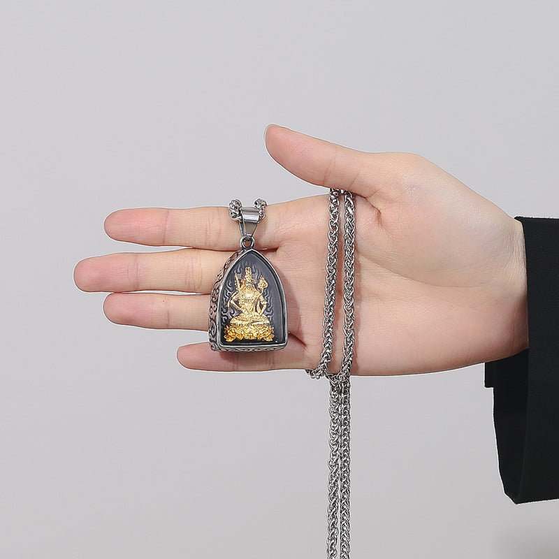 Titanium Steel Necklace – Elegant Buddha Pendant
