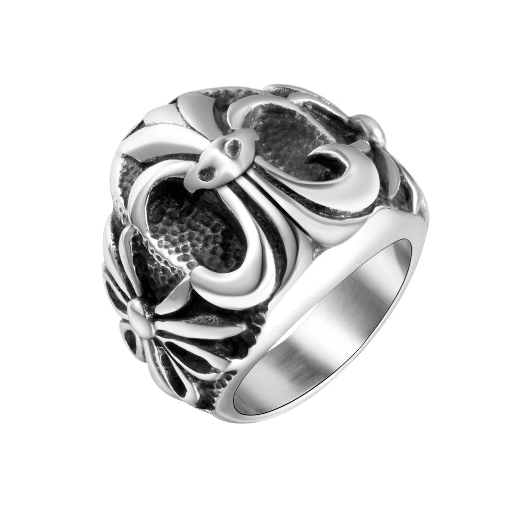 Punk Mysterious Pattern Titanium Steel Ring Male – Rice Flower Ring
