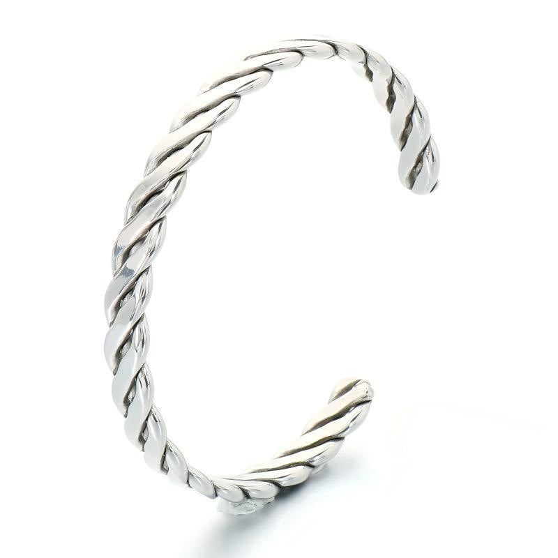Punk Twist Twist Rope Open Bracelet Antique Stainless Steel Men's Thorn C-Shaped Bracelet