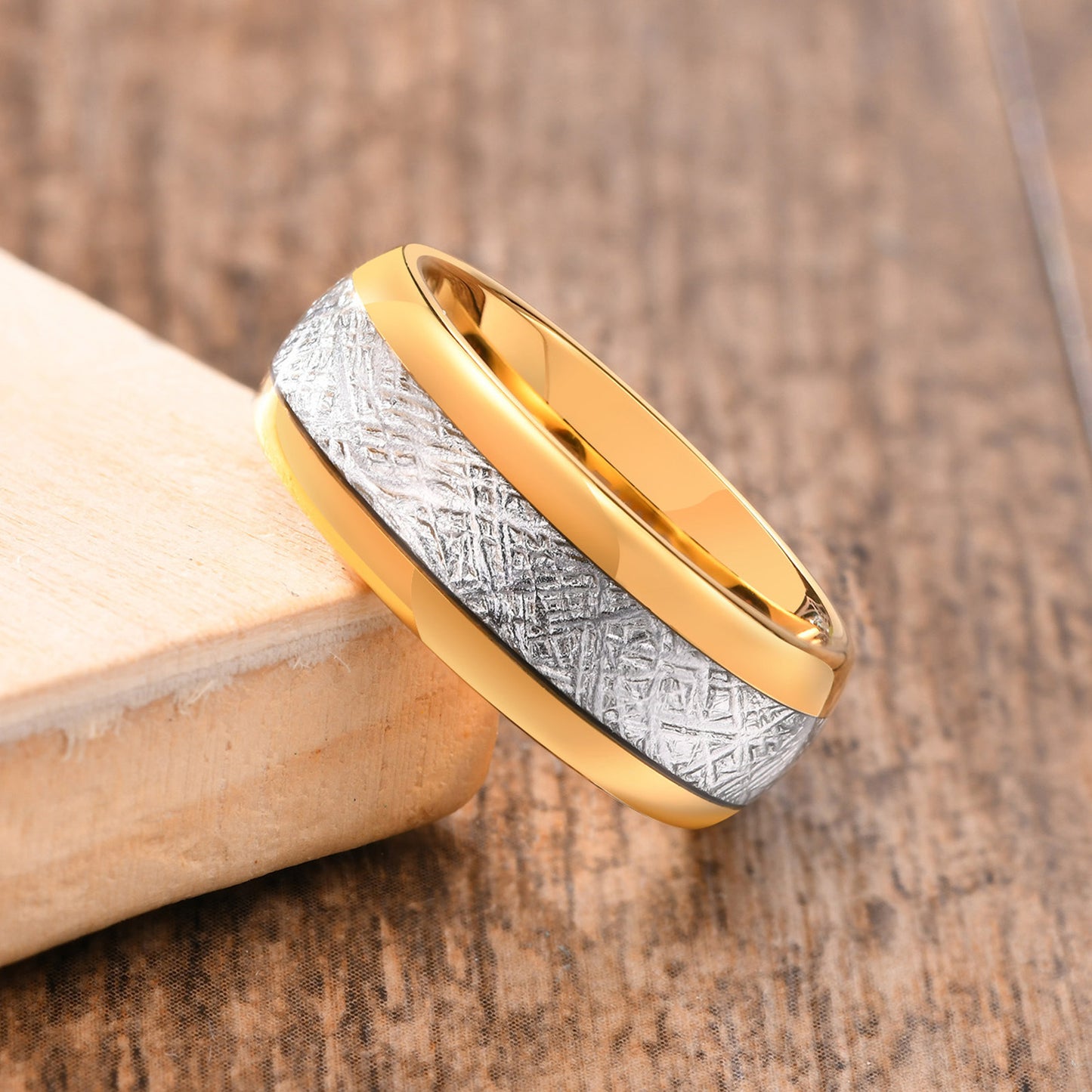 Factory Wholesale Tungsten Steel Gold Men's 8mm Ring