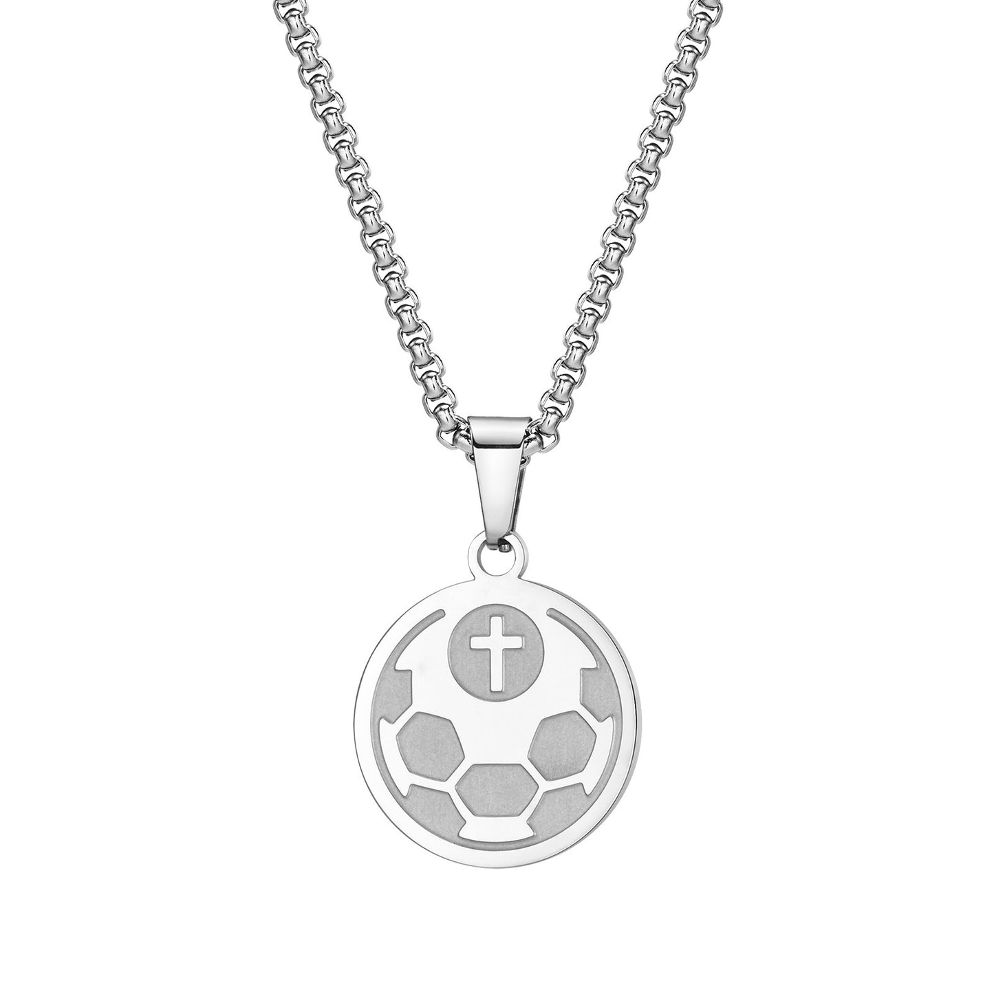 Stainless Steel Football Round Brand Pendant Necklace for Men