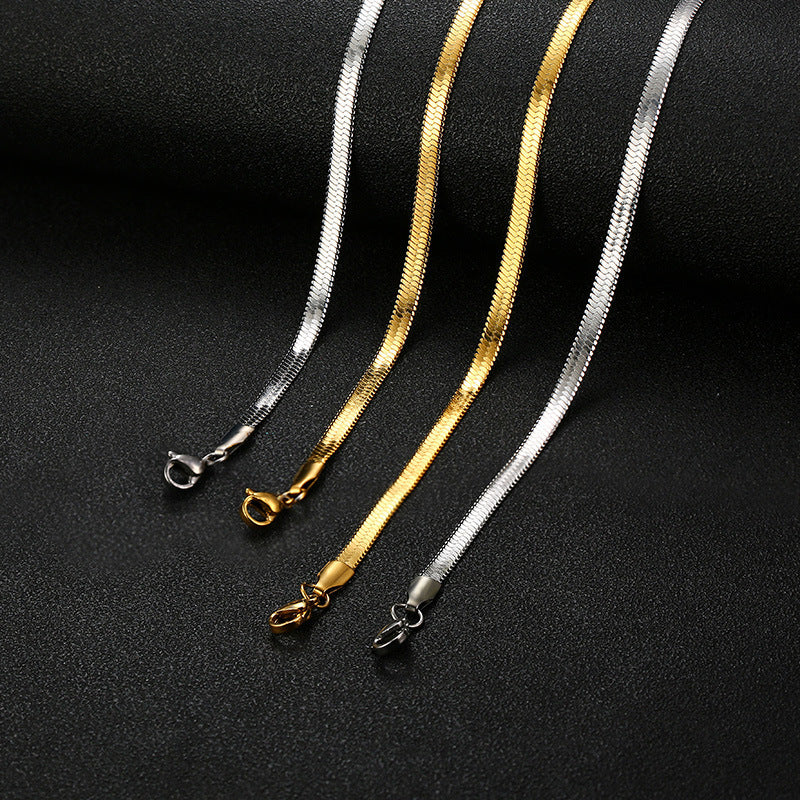 Necklace Stainless Steel Flat Snake Chain for Men and Women