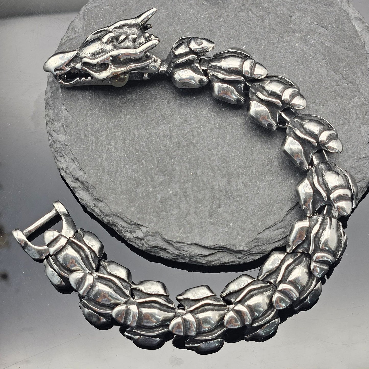 Planderful Dragon Scale Titanium Steel Bracelet For Unisex Durable Bold Punk Jewelry Statement