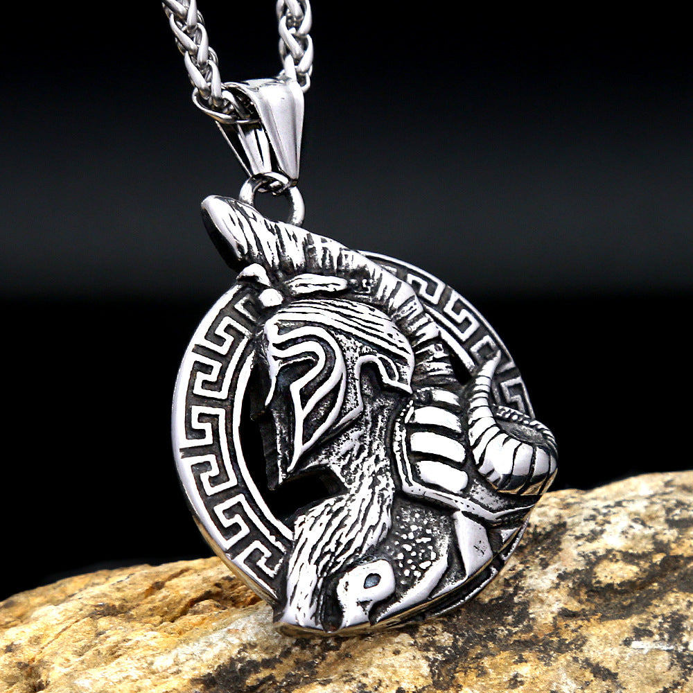 Vintage Fighter Stainless Steel Men's Pendant Necklace