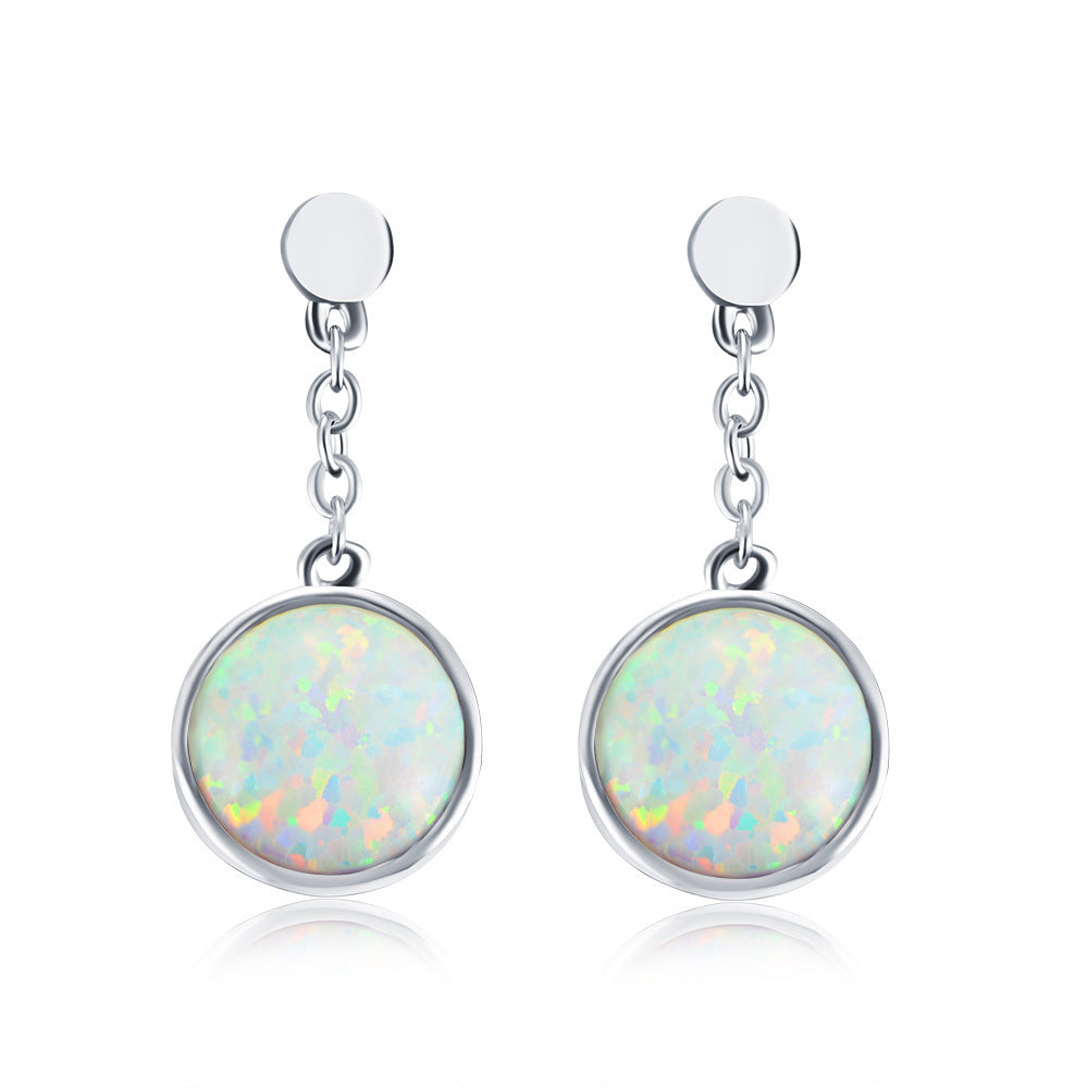 Foreign Trade Popular Earrings Versatile Copper Gold-Plated Earrings Opal Ear Jewelry