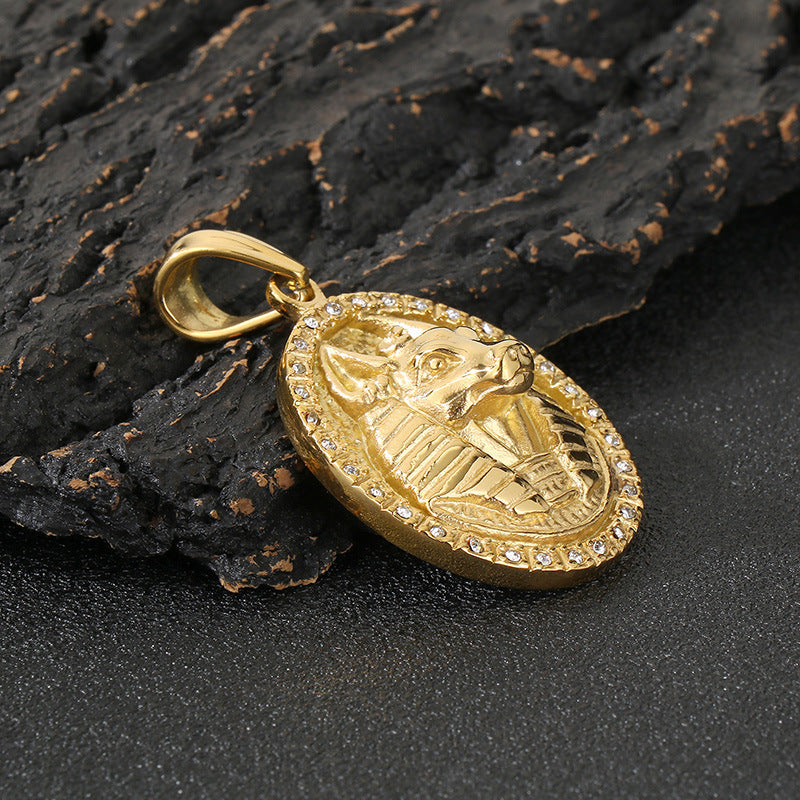 Anubis Pendant For Men Zircon Encrusted Retro Planderful