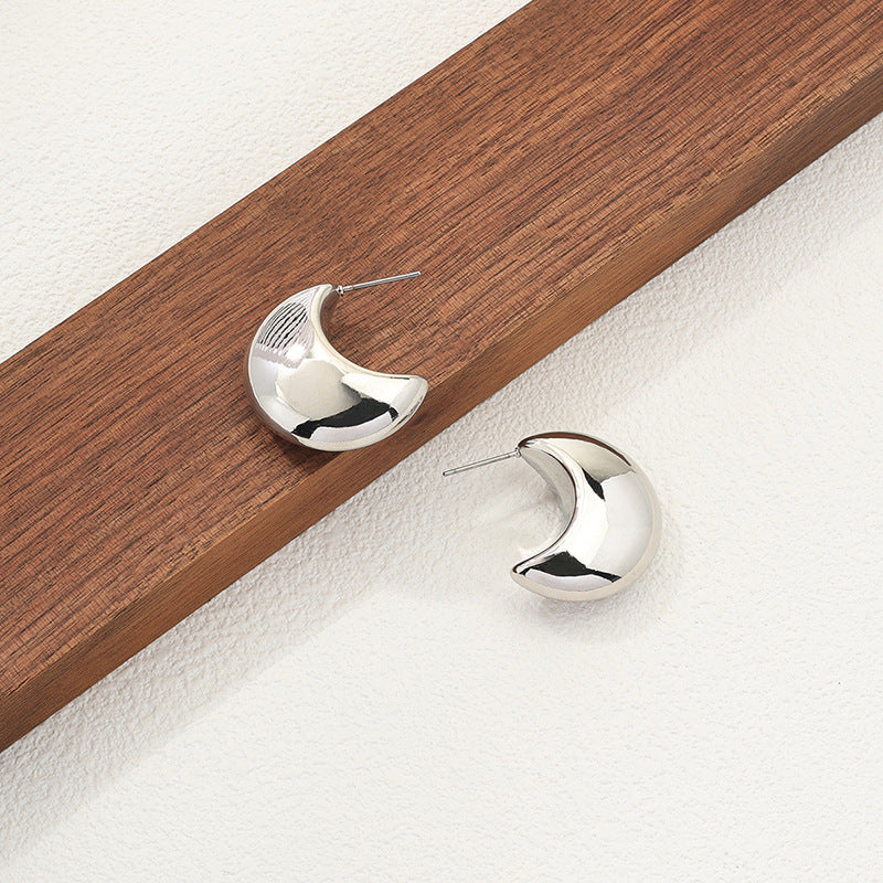 Elegant Pea Shape Metal Earrings from Vienna Verve Collection