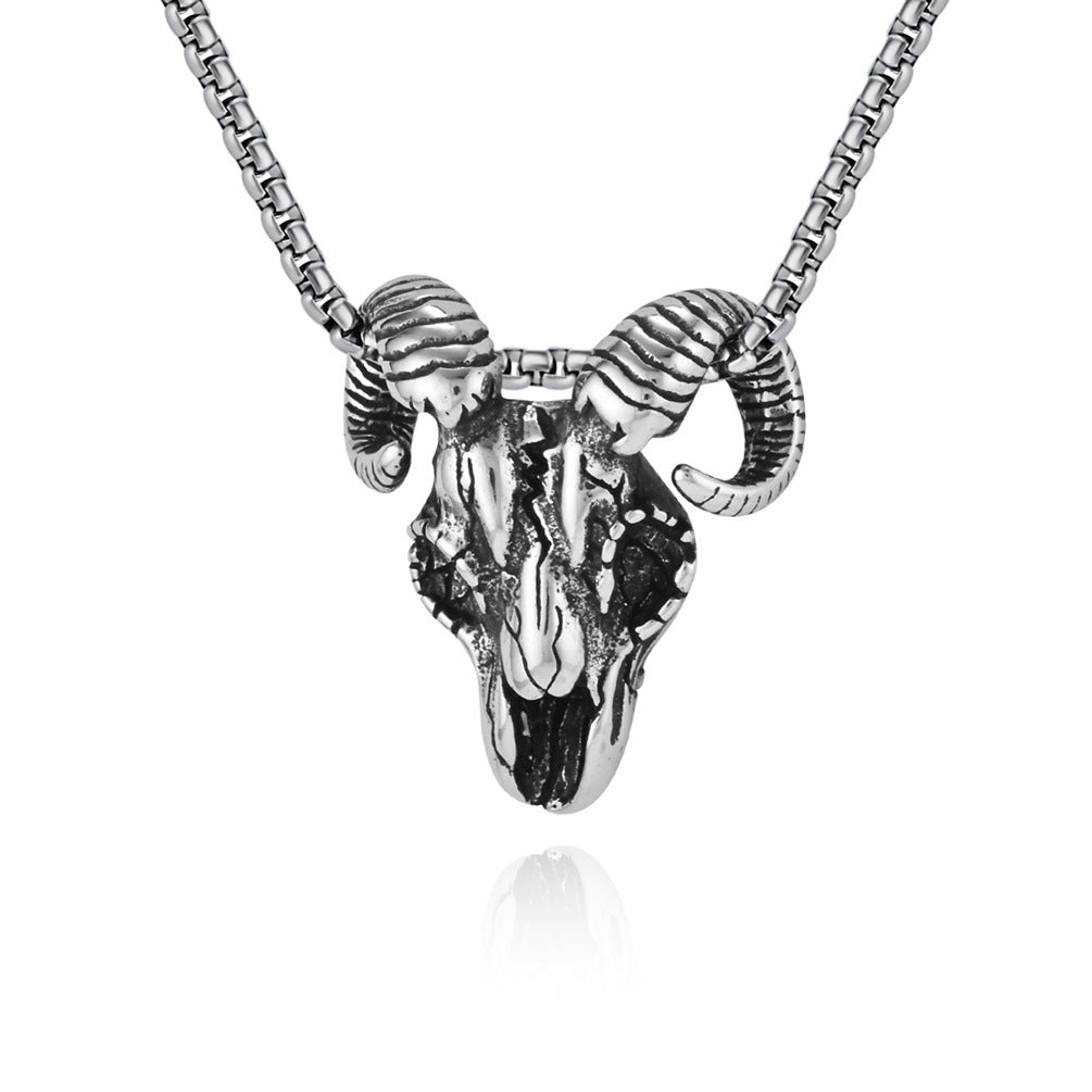 European And American Retro Skull Goat Head Necklace For Men