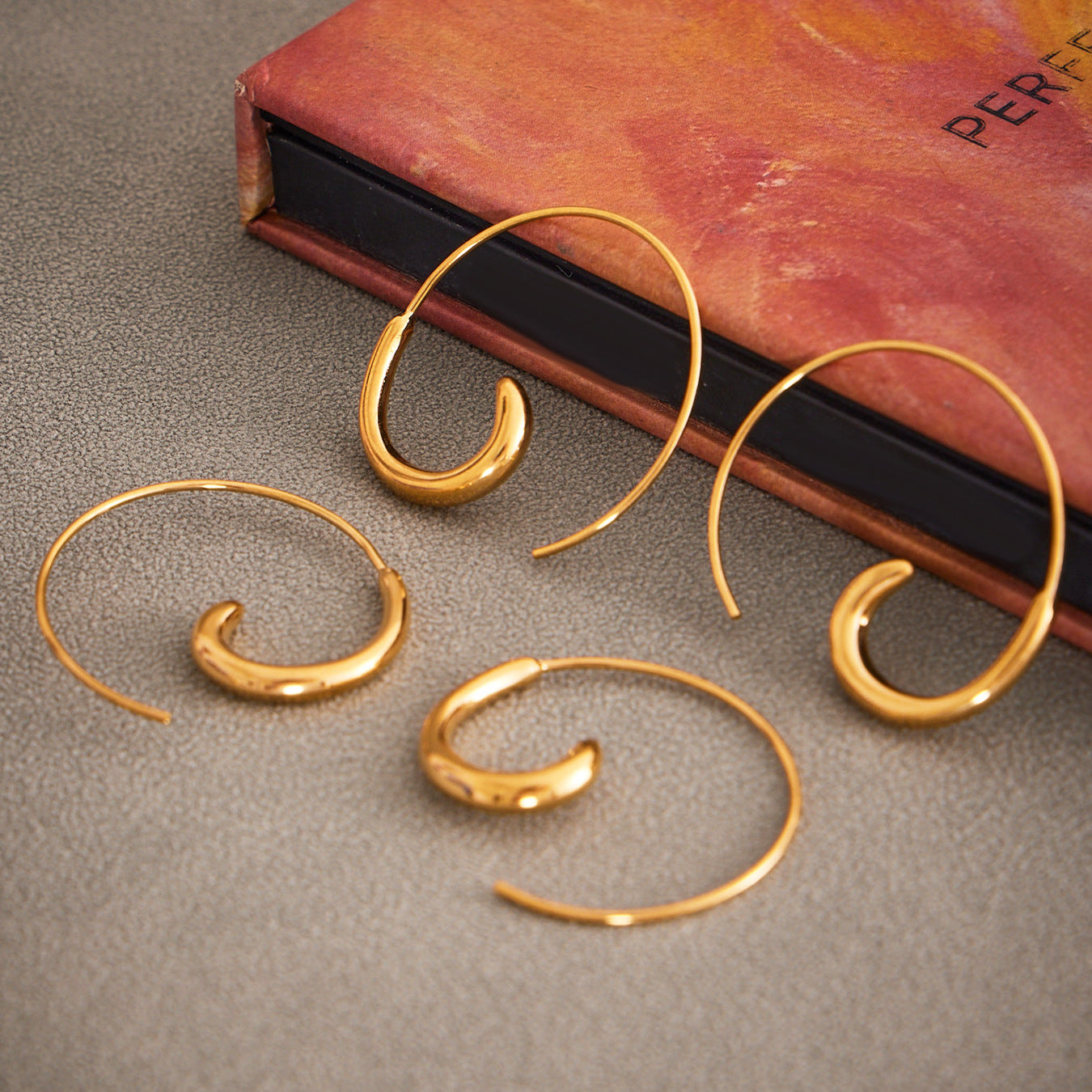 Planderful C Shaped Minimalist Earrings Gold Plated Women