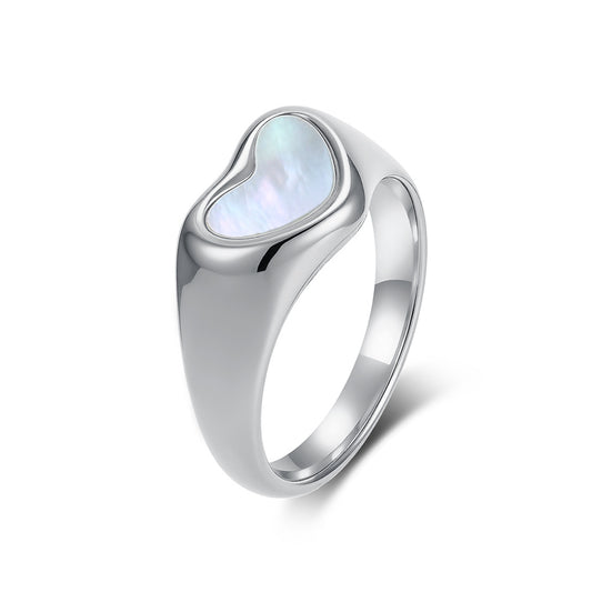 Stainless Steel Shell Love Ring Women's Gold-Plated