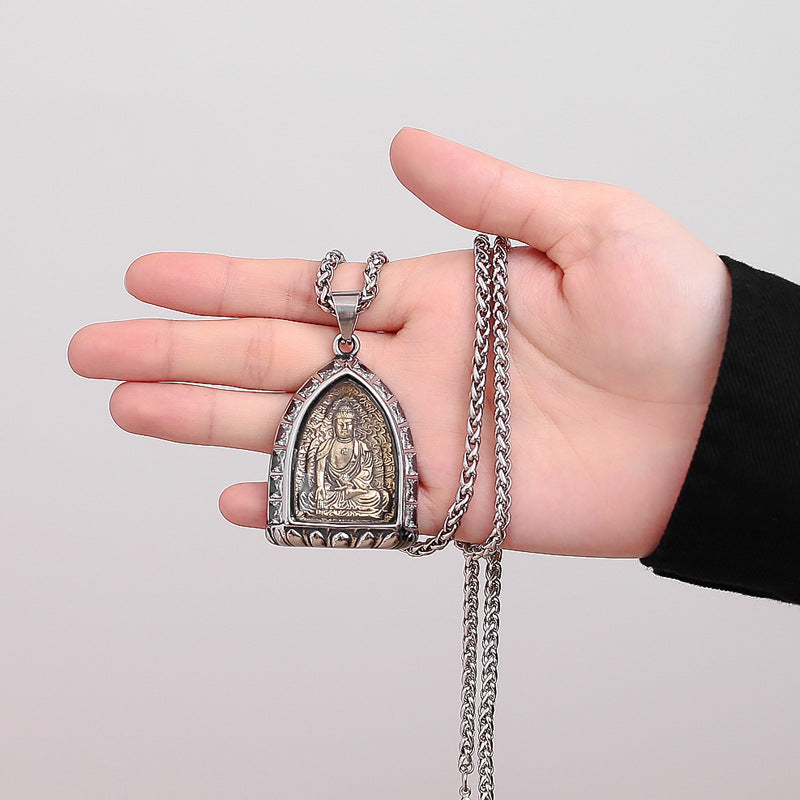 Steel Necklace – Elegant Chinese Buddha Style