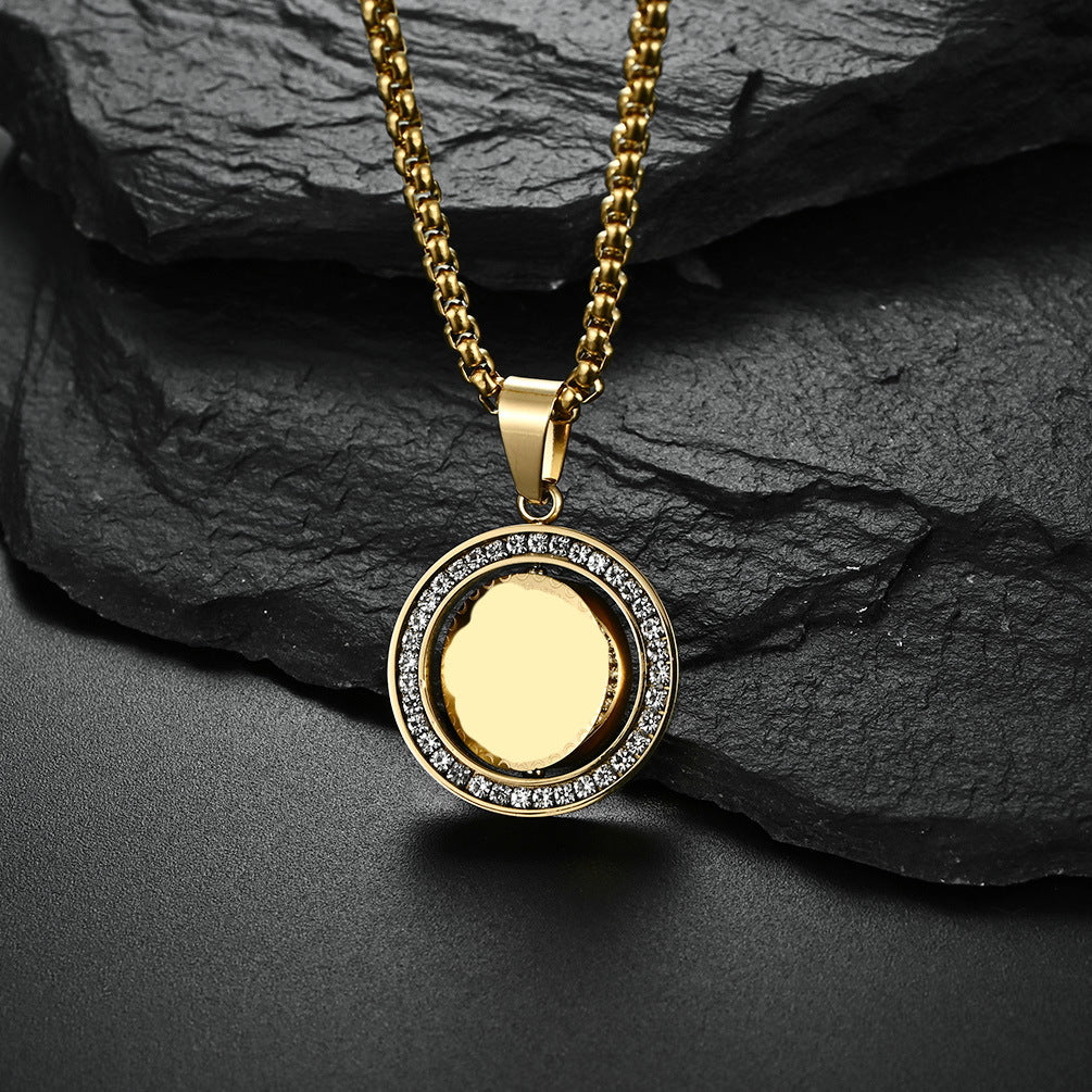 Cross-Border E-Commerce Jewelry Supply Rotatable Round Necklace