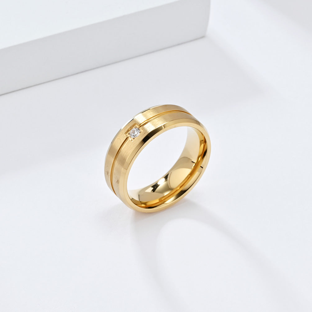 Planderful Titanium Steel Ring For Men With Zircon Inlay Minimalist Wedding Band Everyday Genie Collection