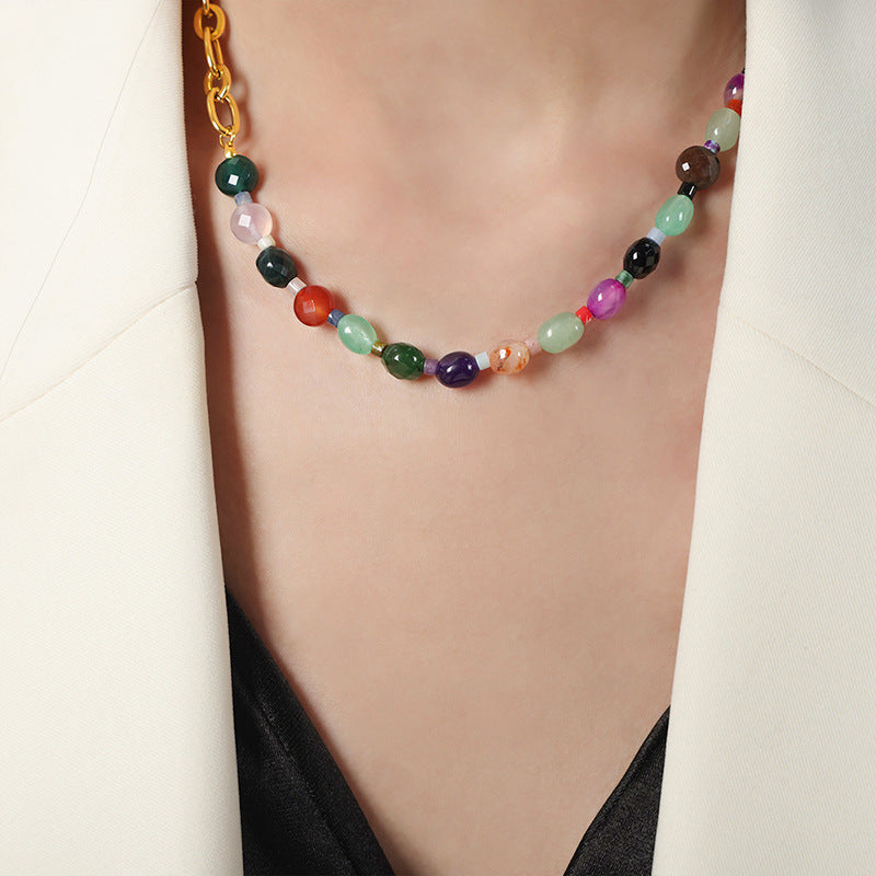 Luxurious Handcrafted Agate Beaded Necklace for Elegant Women