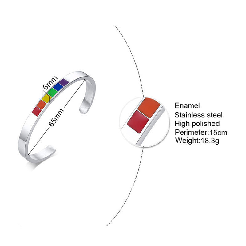Color Color Epoxy C-Shaped Stainless Steel Bracelet
