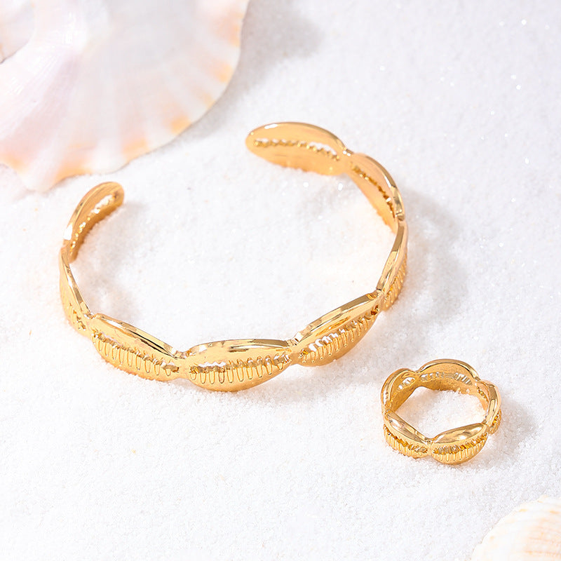 Personalized Marine Elements Bracelet and Ring Set for Women