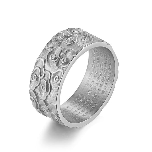 Xiangyun Titanium Steel Ring with Engraved Text for Men