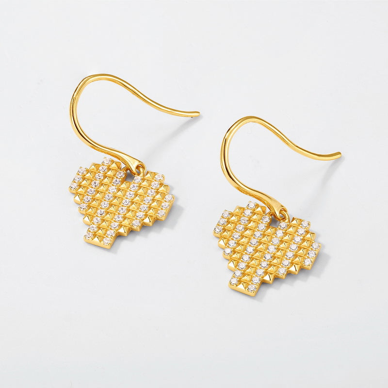 Planderful Jewelry Sterling Silver Zircon Earrings Peach Heart Design Personalized Everyday Elegance