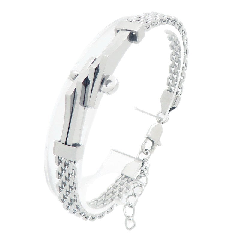 Extension Chain Bracelet Irregular Horseshoe Bent Mesh Cuban Chain Stainless Steel