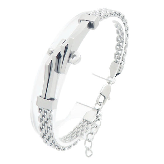 Extension Chain Bracelet Irregular Horseshoe Bent Mesh Cuban Chain Stainless Steel