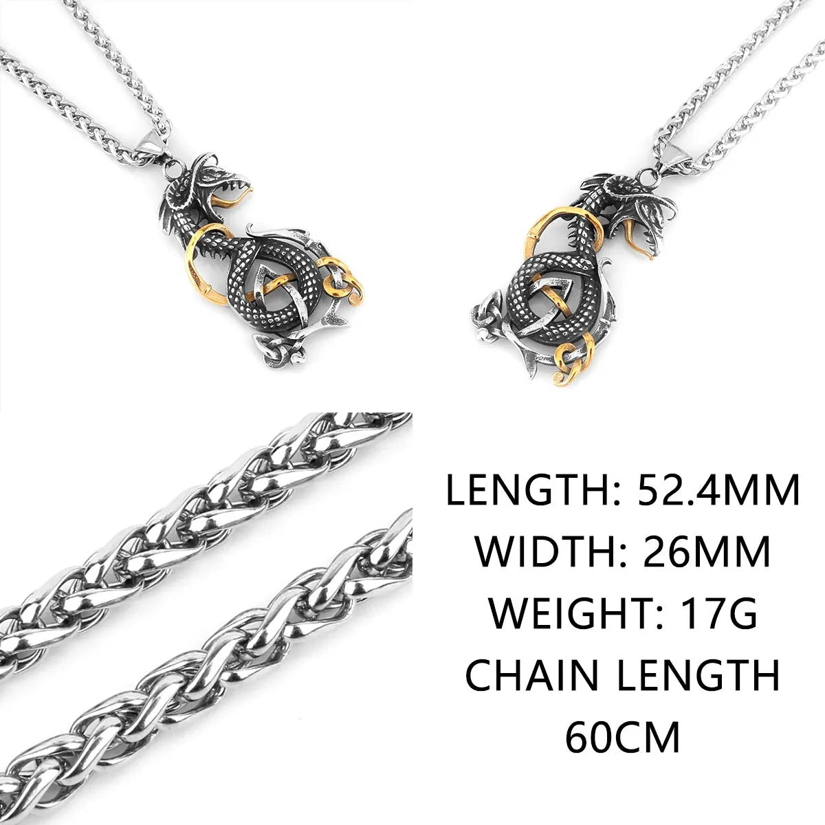 1. Planderful Stainless Steel Viking Dragon Necklace For Men Retro Knot Pendant Gift Idea