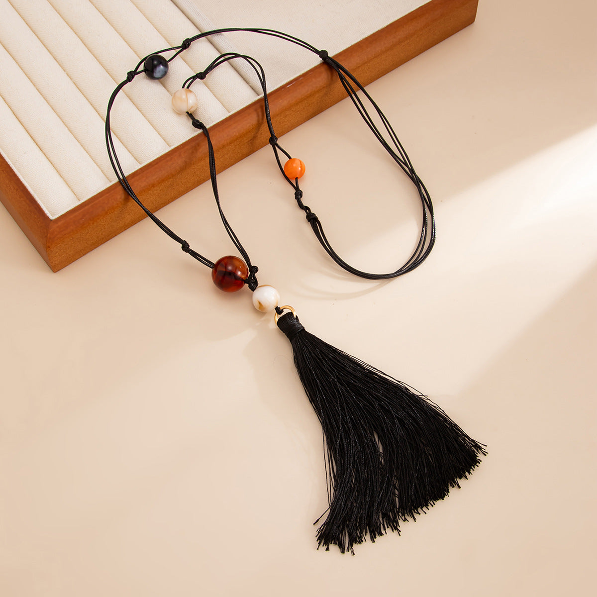 Hand-Knotted Adjustable Fringe Necklace