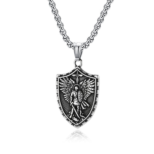 Cross-Border St. Michael's Archangel Titanium Steel Necklace