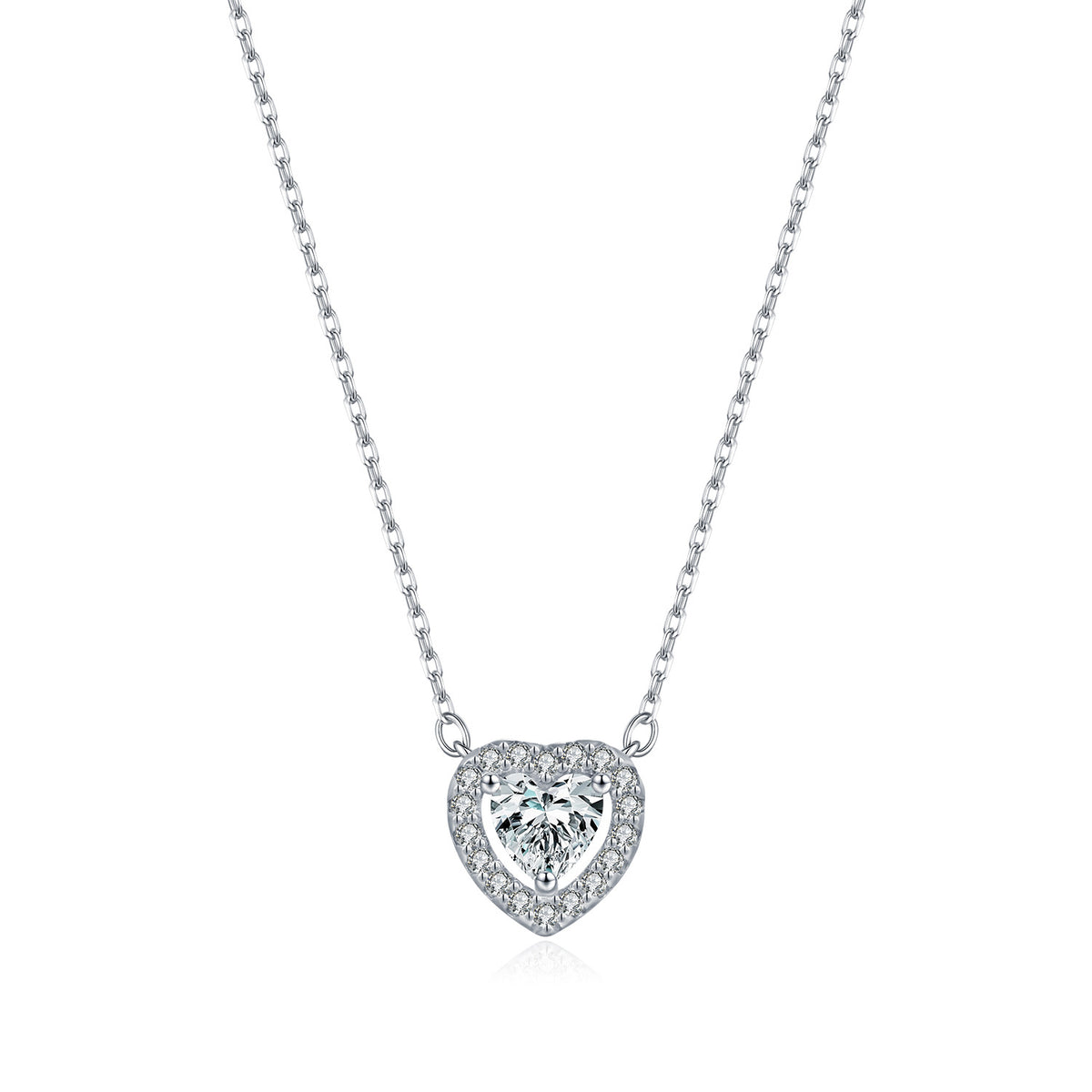 925 Sterling Silver Heart Openwork Moissanite Necklace