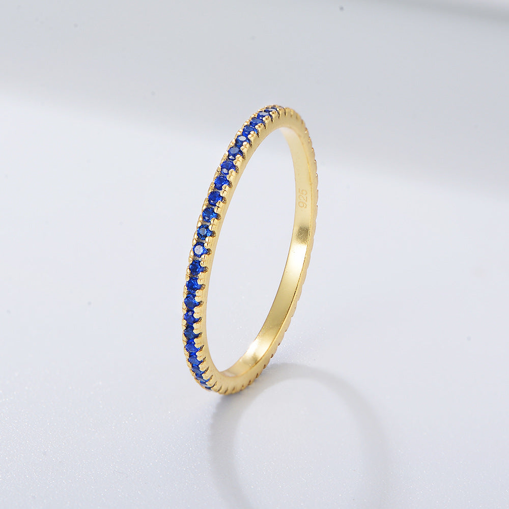 S925 Sterling Silver Colored Zircon Micro-Inlaid Zircon Ring