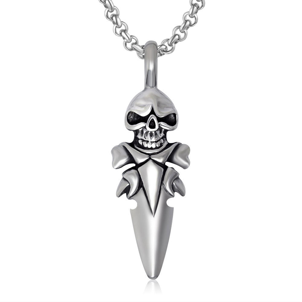 Stylish Men's Titanium Steel Skull Pendant Necklace - European and American Rock Fashion