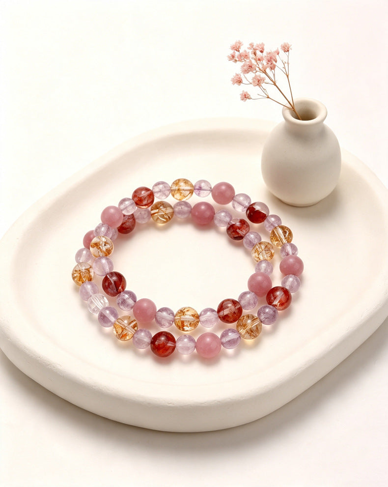 Amethyst Rose Quartz Crystal Horse Bracelet
