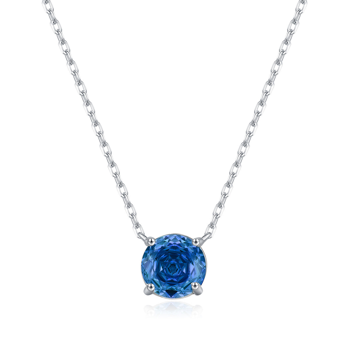 925 Sterling Silver Royal Blue Rose-Cut Zircon Necklace